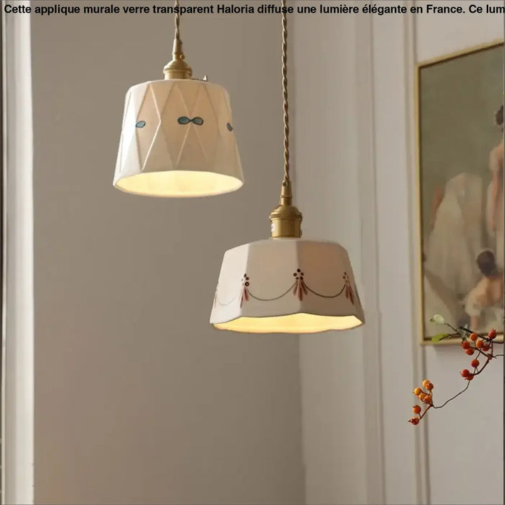 Suspension luminaire bohème en céramique décorative style naturel