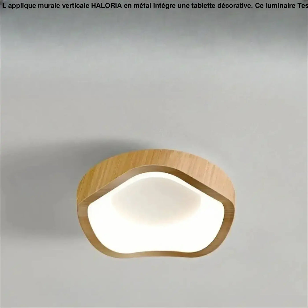 Luminaire plafonnier konja en bois moderne avec diffuseur blanc nuage, idéal pour chambre à coucher design minimaliste nordique