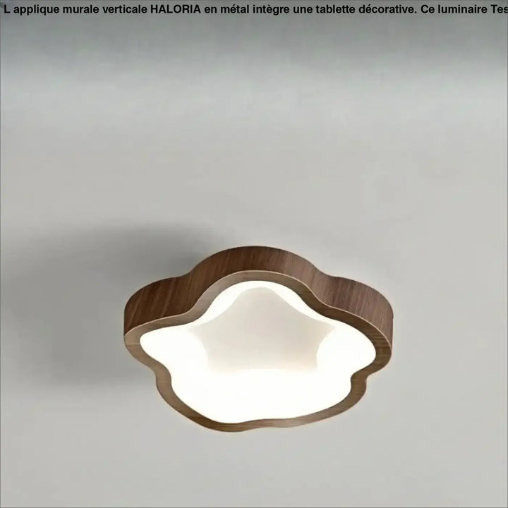 Luminaire plafonnier konja en forme de nuage avec cadre en bois foncé et centre lumineux blanc doux pour chambre à coucher design minimaliste nordique méthode d’installation simple