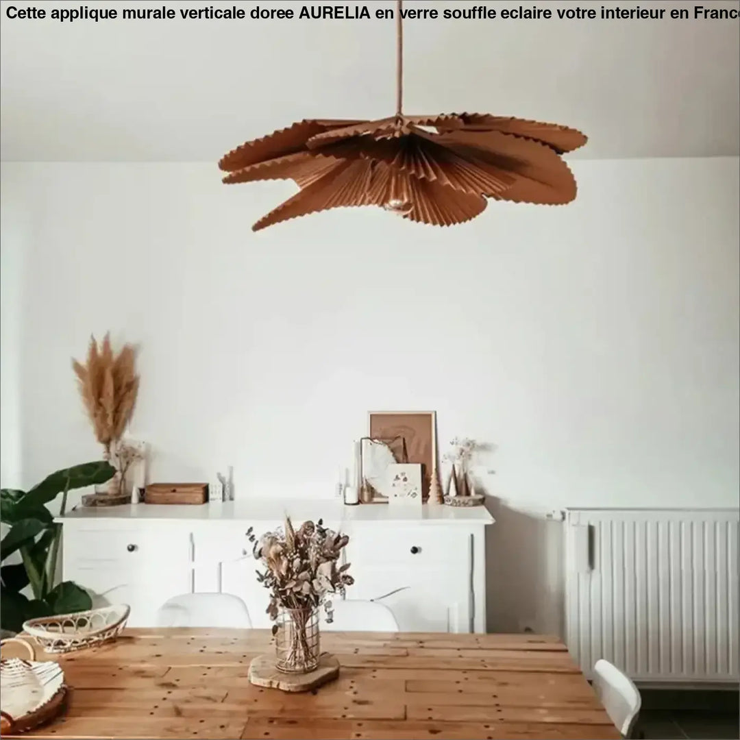 Suspension luminaire marron en forme de fleur décorative