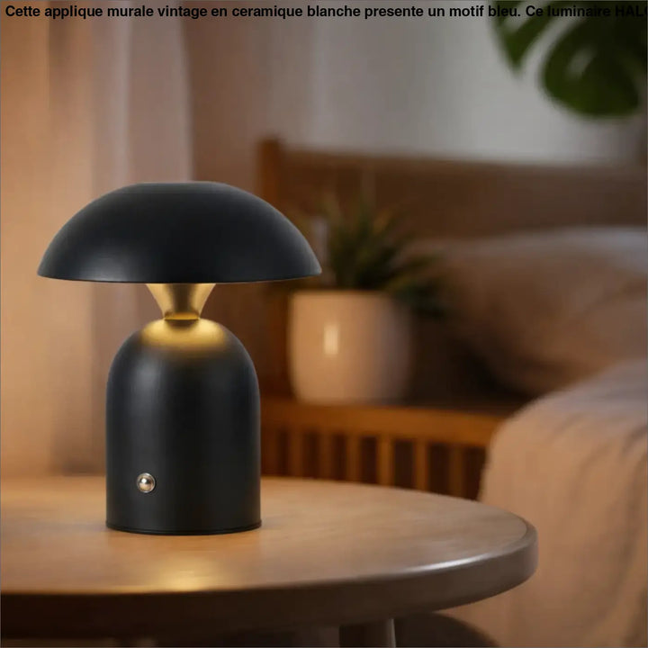Lampe de chevet schroom lampe minimaliste noire en forme de champignon avec accent doré à lumière douce minimaliste
