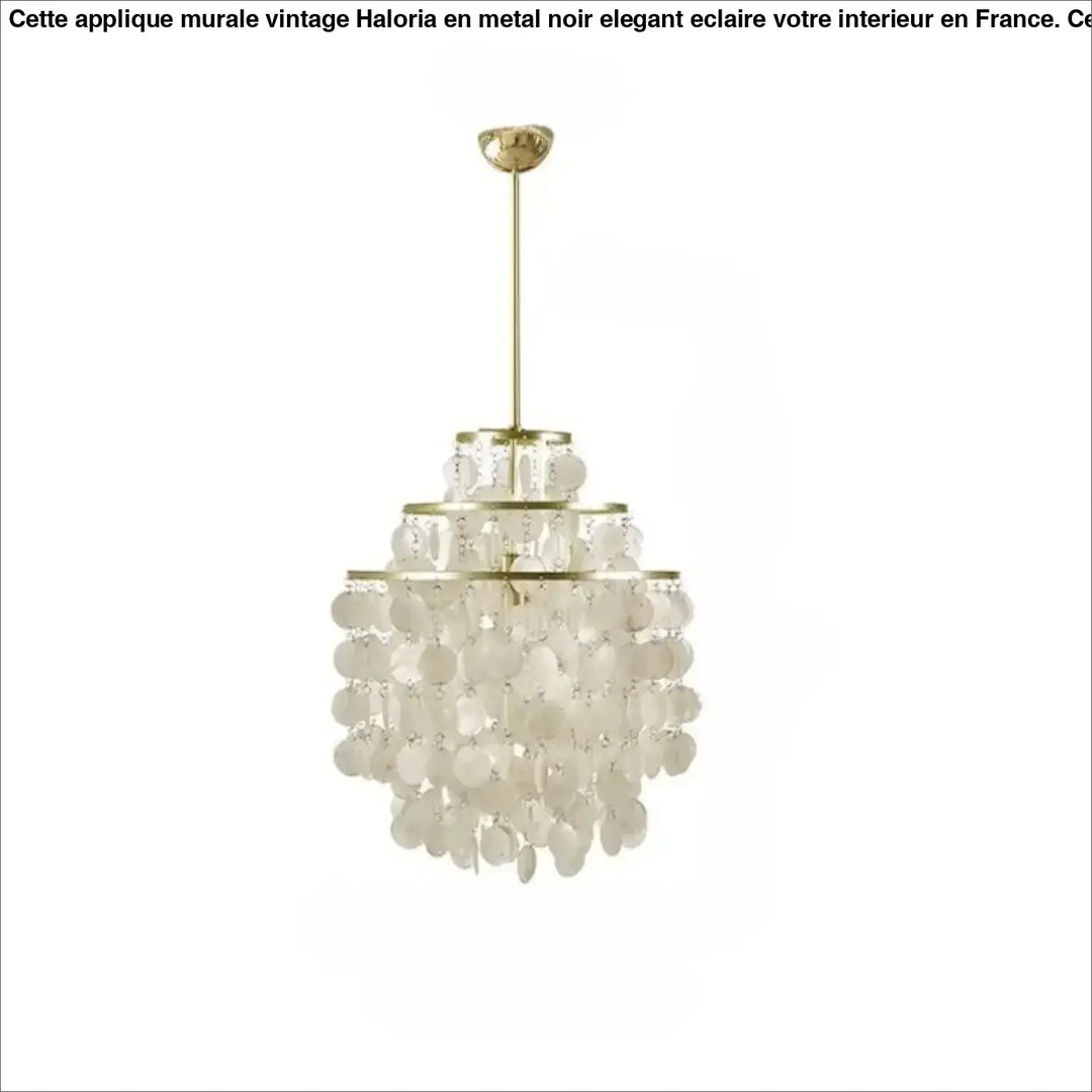 Suspension luminaire capizia à 90-260v avec anneaux concentriques de disques en verre nacré sur structure dorée