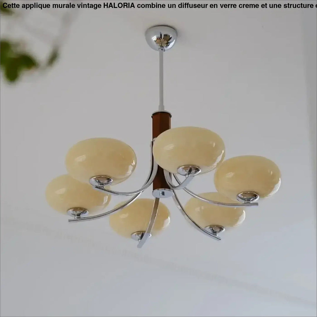 Suspension luminaire en verre opalin et support chromé moderne