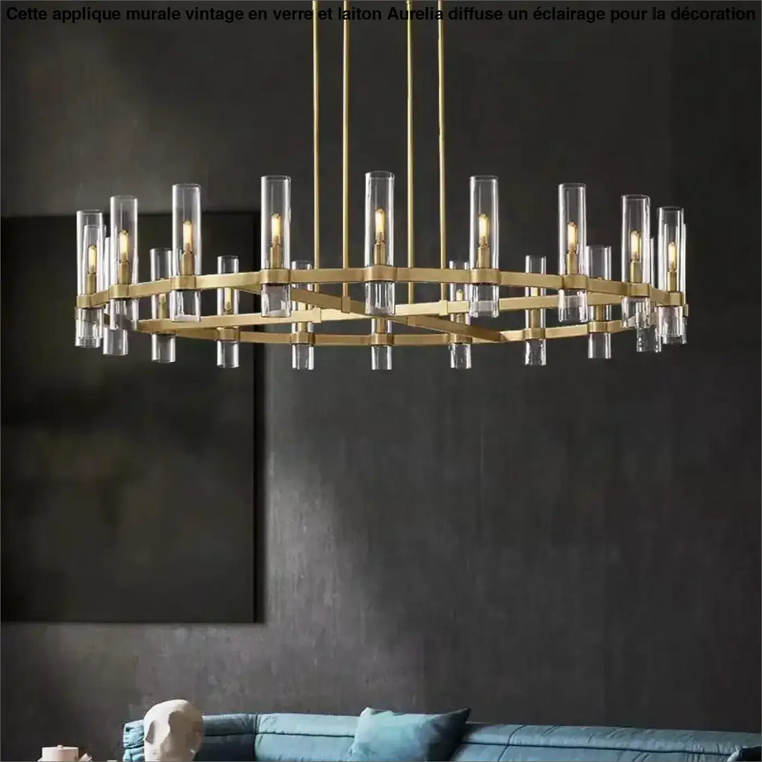 Suspension luminaire architecturale en verre cylindrique effet raffiné