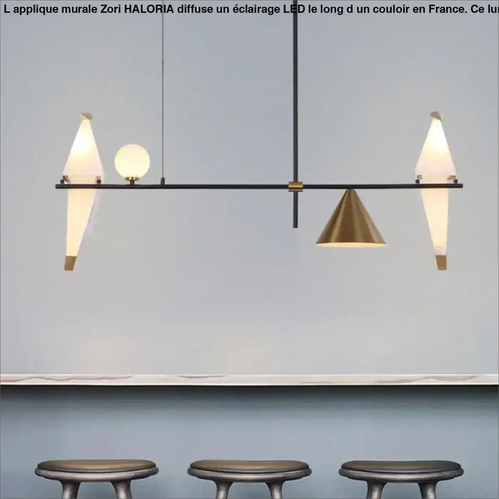 Suspension luminaire contemporaine avec oiseaux lumineux or