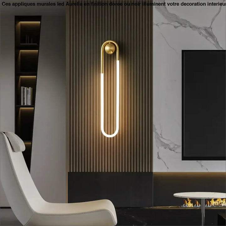 Applique murale led dorée en forme de u avec éclairage led intégré design moderne par aurelia