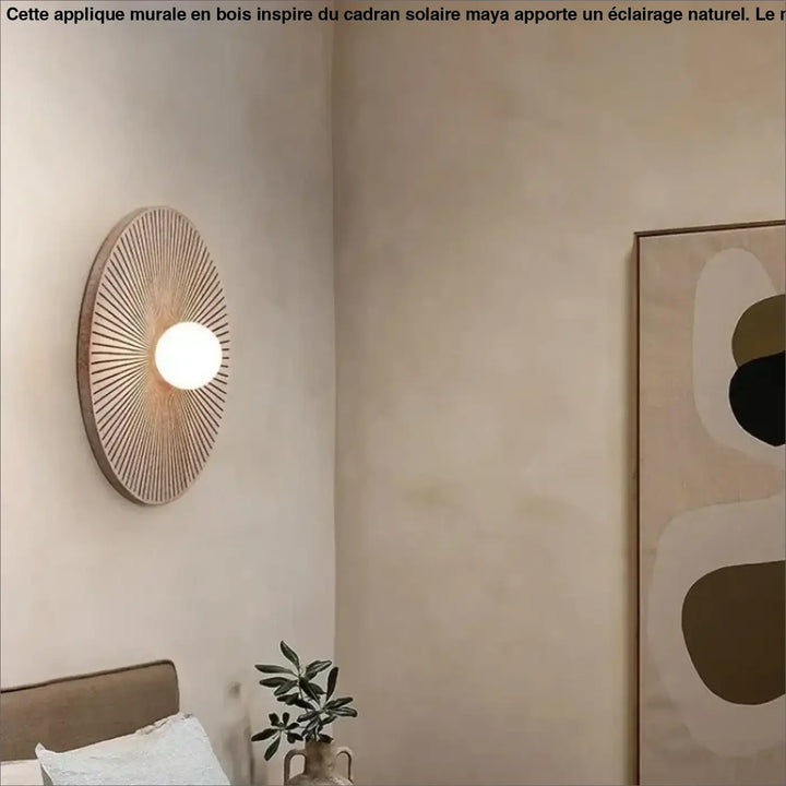 Appliuqe murale en bois inspiré du cadran solaire maya


