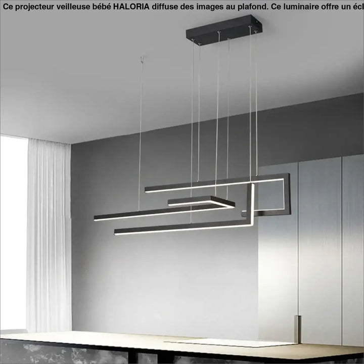 Suspension moderne en métal avec éclairage led noir ou doré