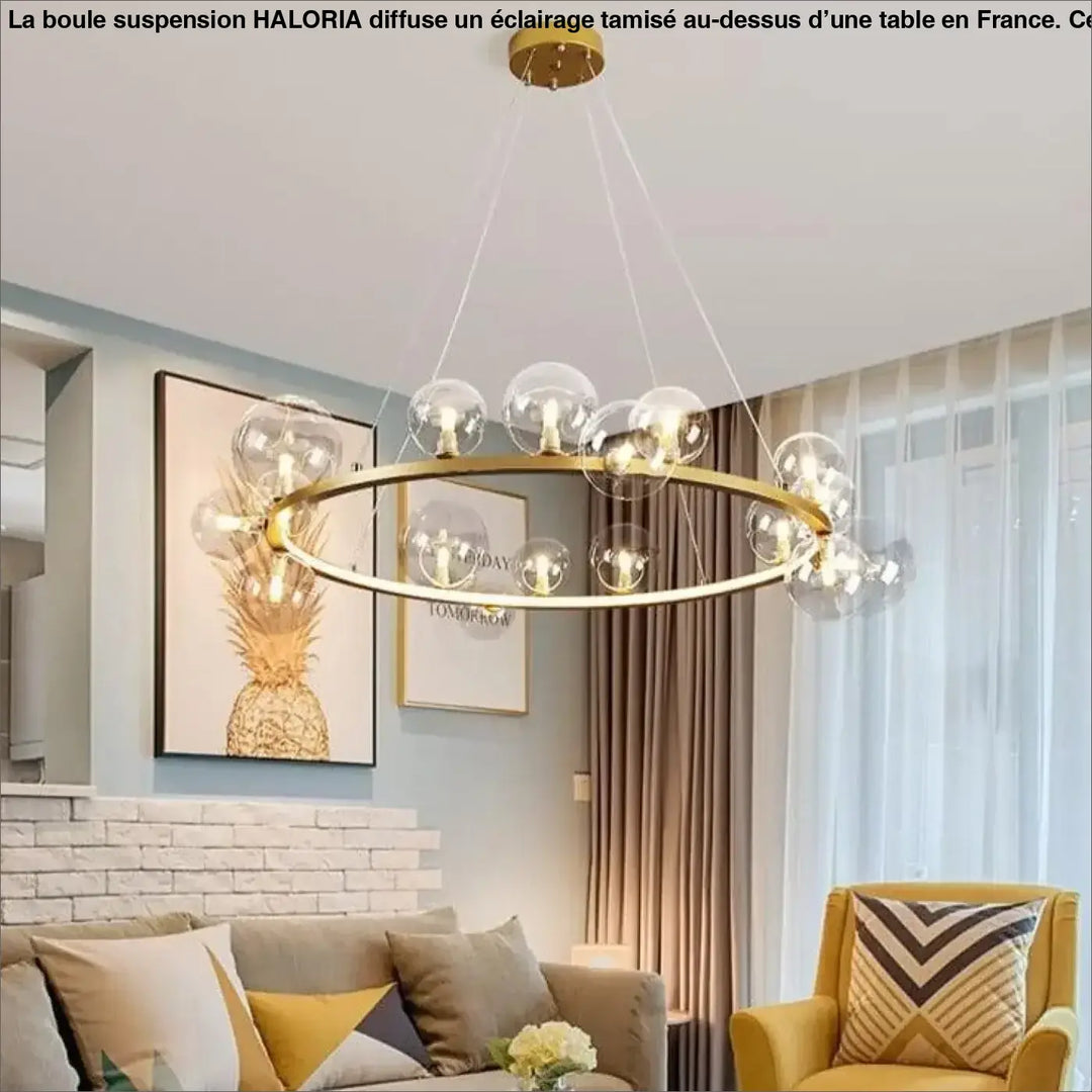 Suspension Boule Dorée Design Moderne