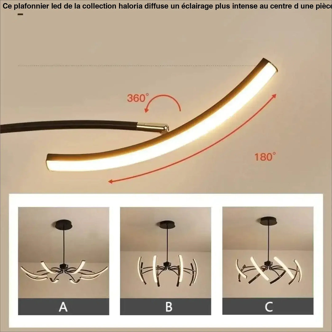 Grand Plafonnier LED à Bras Incurvés
