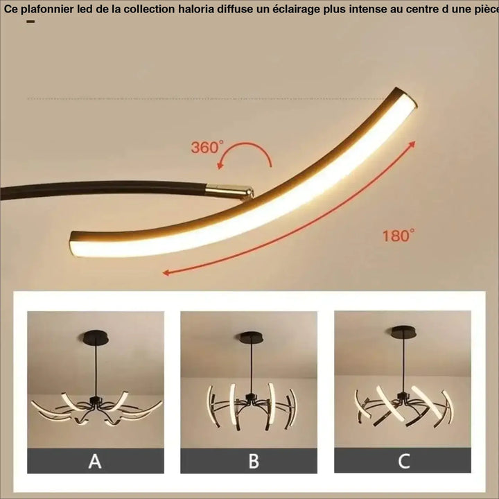 Grand Plafonnier LED à Bras Incurvés