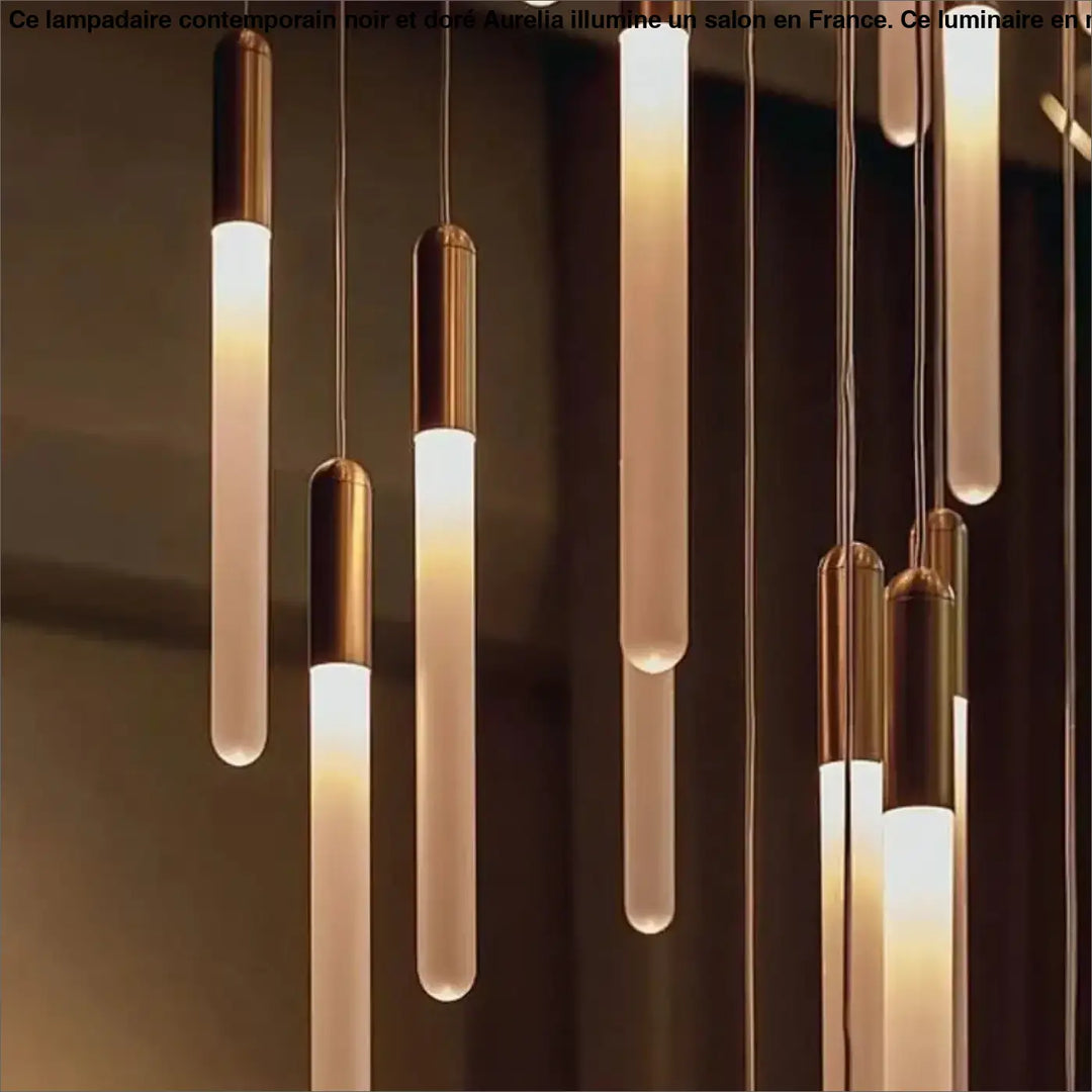 Suspension luminaire minimaliste à tubes lumineux suspendus chic