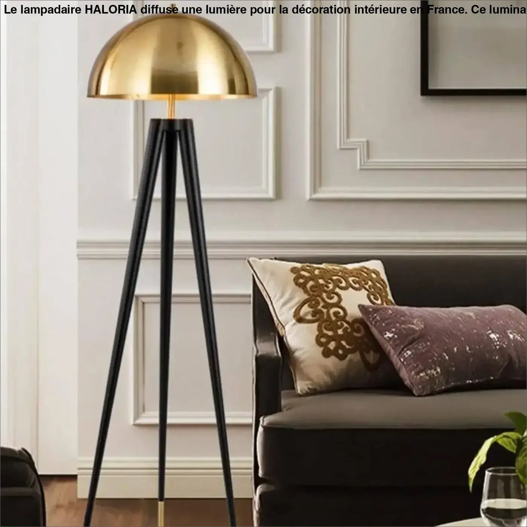 Lampadaire De Salon Sur Pied En Aluminium Noir Et Bronze