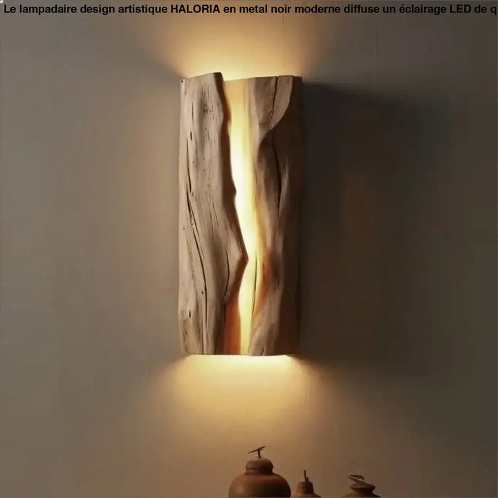 Applique murale design bois naturel avec éclairage led élégant
