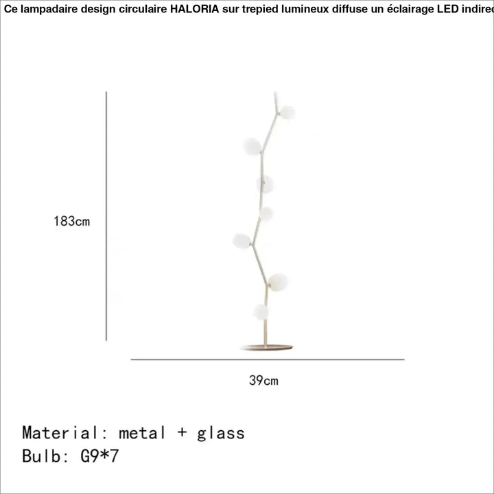 Lampadaire décoratif moderne en métal et globes en verre élégant