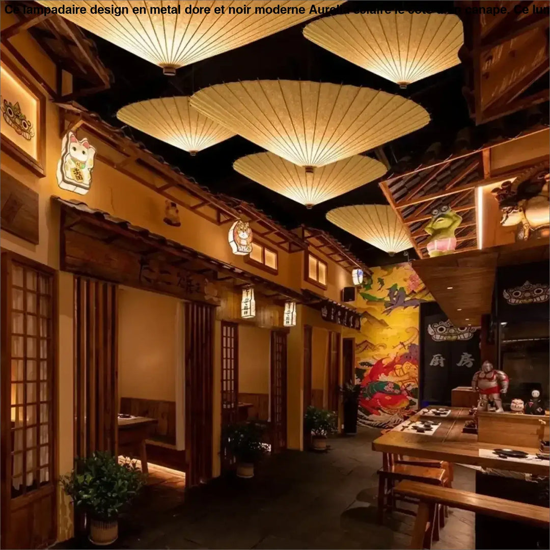 Suspension luminaire style japonais en papier naturel zen
