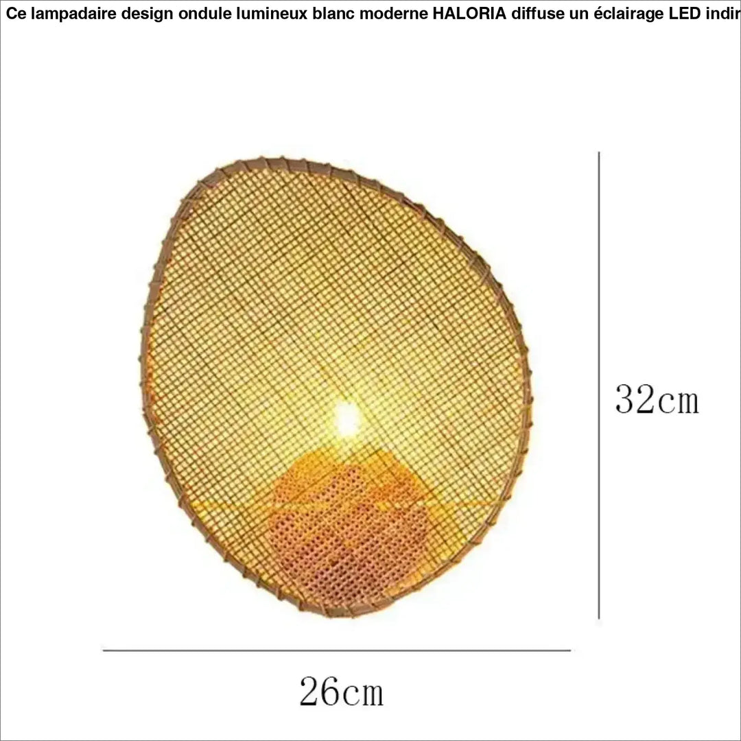 Lampadaire design ondule lumineux avec abat-jour en rotin ovale tissé naturel finition brun chaud