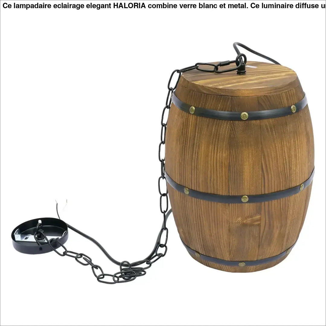 Suspension luminaire industrielle en bois style tonneau marron