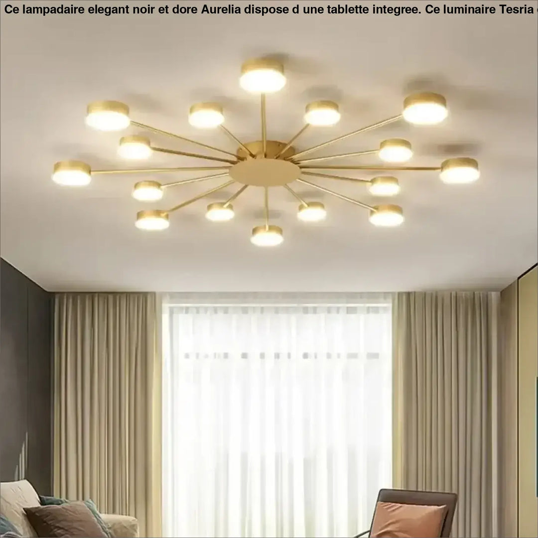 Plafonnier led moderne doré style chandelier contemporain chic