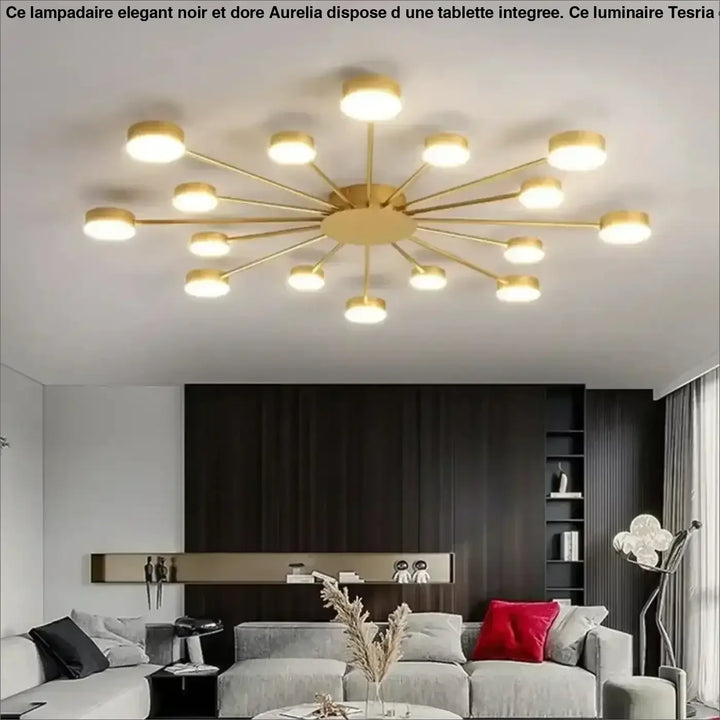 Plafonnier led moderne doré style chandelier contemporain chic