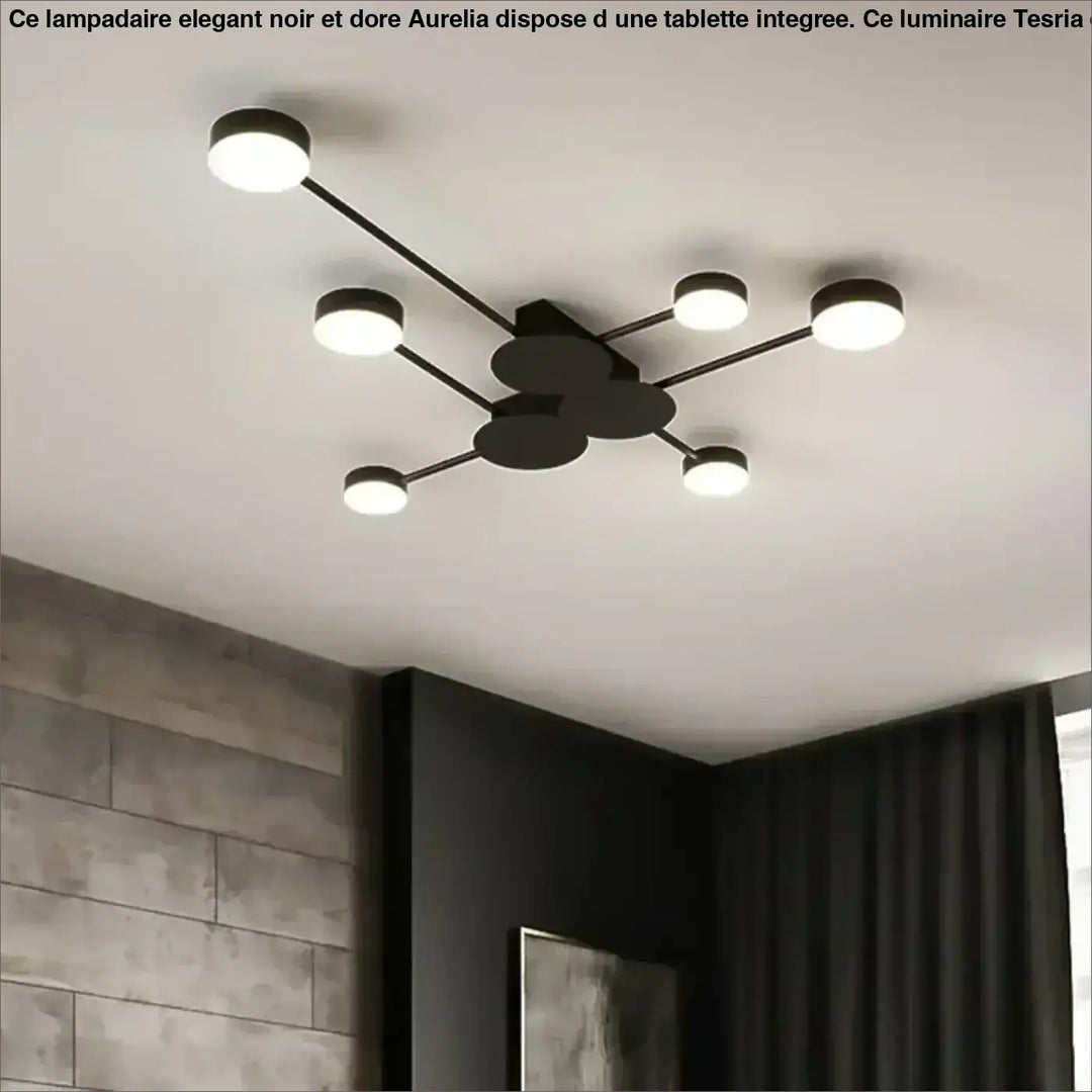Plafonnier led moderne doré style chandelier contemporain chic