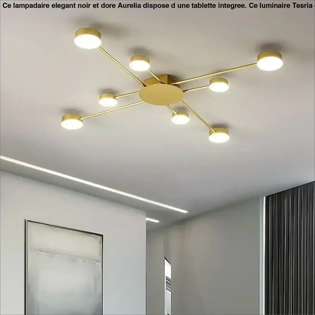 Plafonnier led moderne doré style chandelier contemporain chic