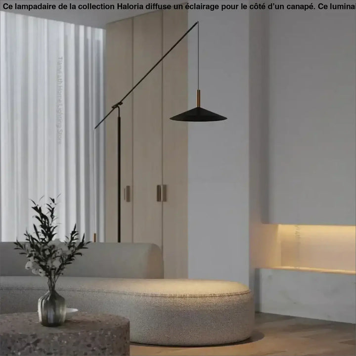 Lampadaire noir au design minimaliste et vintage