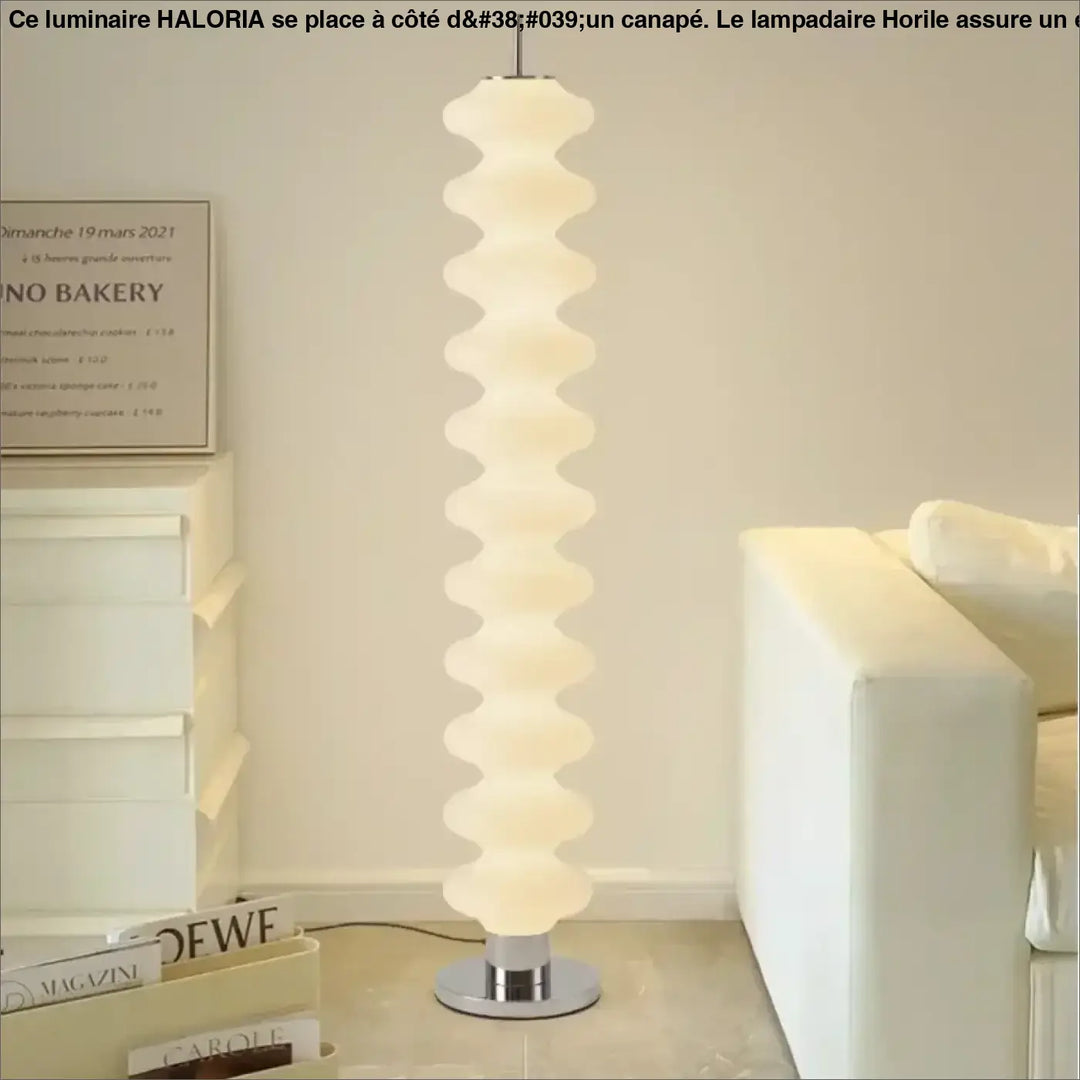 Lampadaire design ondulé lumineux blanc moderne led