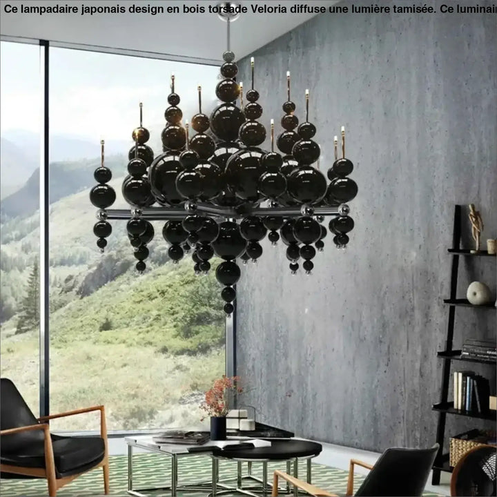 Suspension noir contemporain style luxe éclairage chic