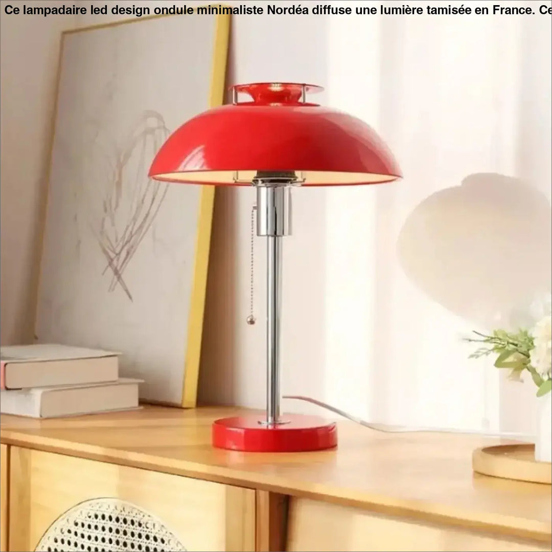 Lampe de table zingA avec style rétro rouge brillant et base chrome alliant table élégante et allure raffinée attire