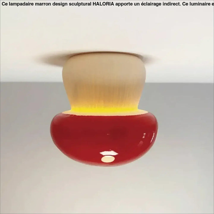 Luminaire plafonnier champy en forme de champignon rouge et beige à finition brillante pour décoration intérieure plus qu’un simple plafonnier design
