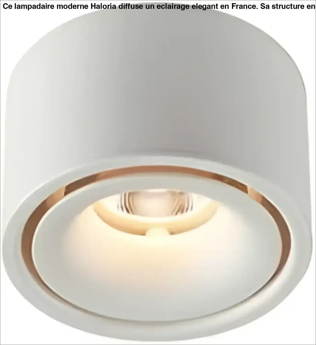 Luminaire plafonnier jinu cylindrique blanc avec trim métallique et lumière chaude, un plafonnier moderne plus qu’un éclairage standard