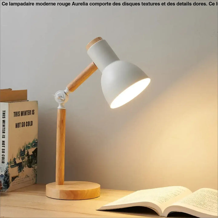 Lampe de table lily en bois et blanc avec design minimaliste pour bureau scandinave et objet décoratif alliant esthétique