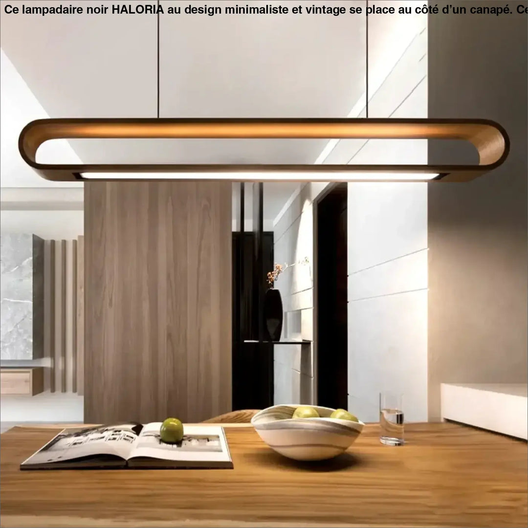 Suspension luminaire design linéaire en bois naturel élégant