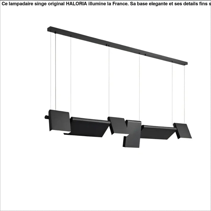 Suspension luminaire recta noir moderne avec diffuseurs modulables angulaires suspendus par câbles fins minimaliste