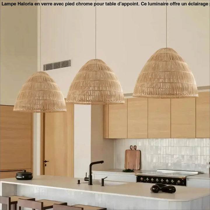 Suspension en bambou tressé design naturel bohème