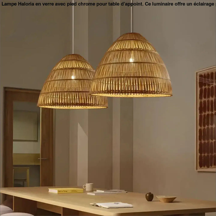 Suspension en bambou tressé design naturel bohème