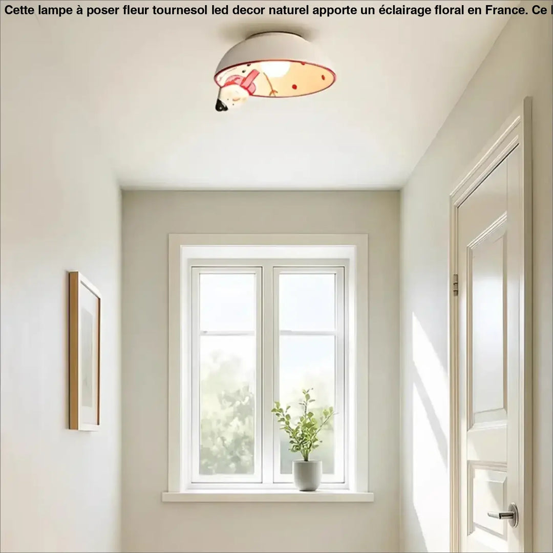 Luminaire plafonnier ceila en céramique blanc avec motif bonhomme de neige et points rouges sur l abat-jour
