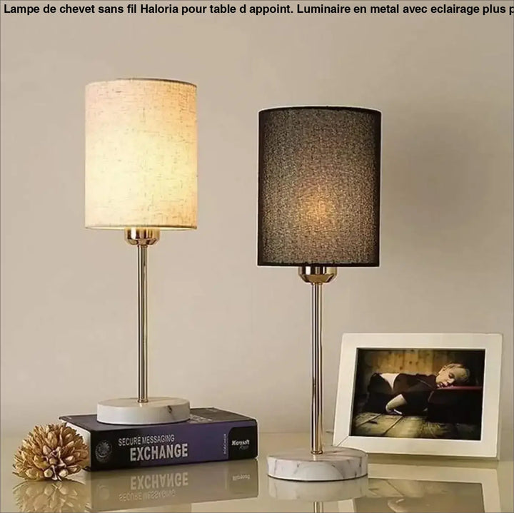 Lampe De Chevet A Pile Avec Base En Bois