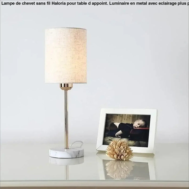Lampe De Chevet A Pile Avec Base En Bois