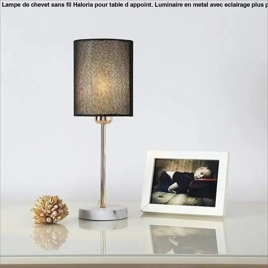 Lampe De Chevet A Pile Avec Base En Bois