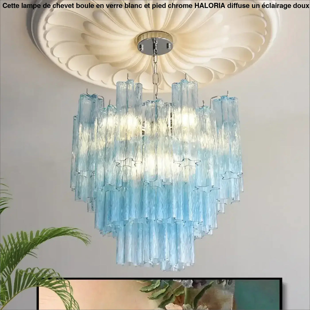 Suspension luminaire pinky avec tubes en verre bleu translucide dégradé suspendue au plafond orné pour salle à manger