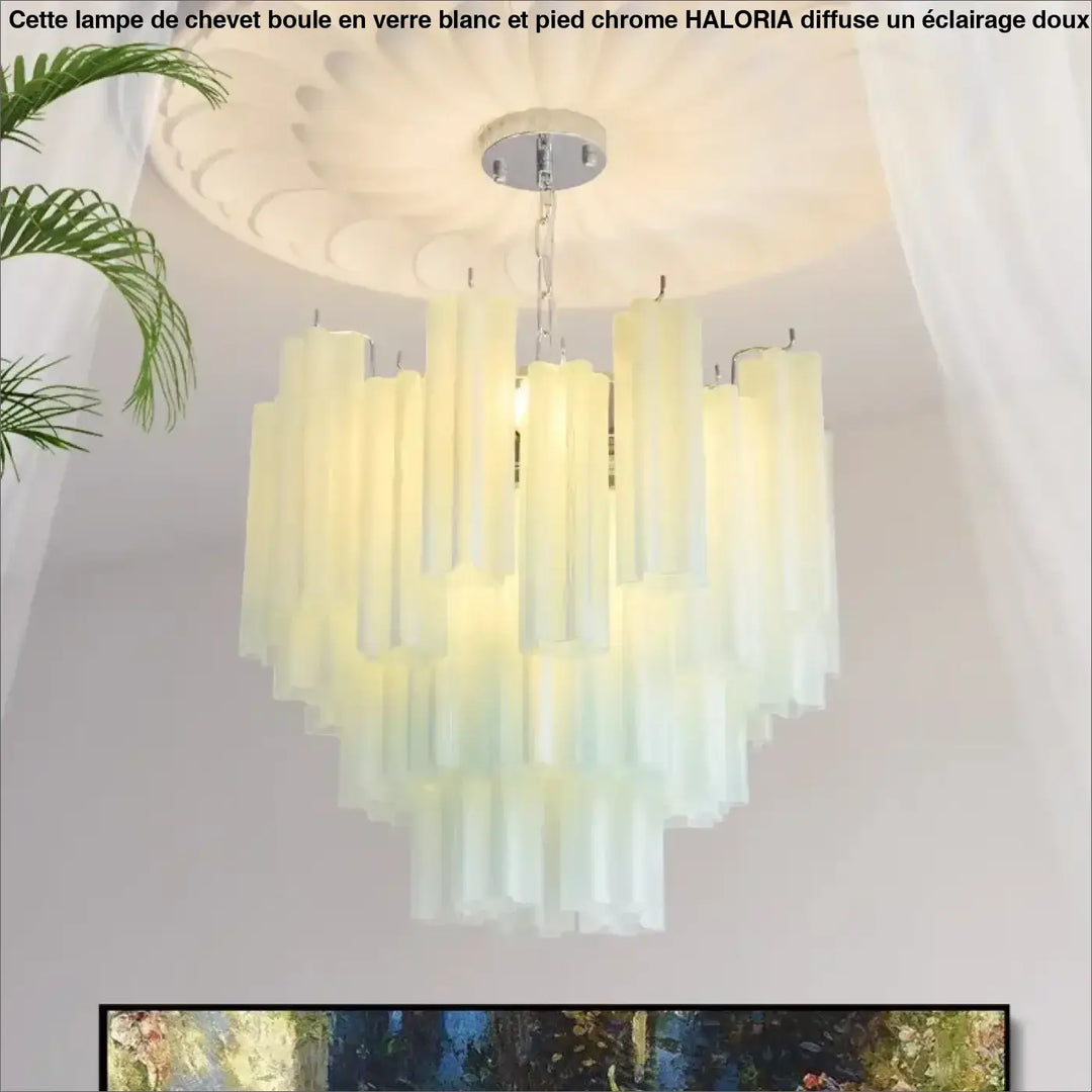 Suspension luminaire pinky avec tubes en verre givré dégradé blanc crème à jaune pâle pour salle à manger