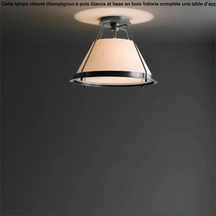 Luminaire plafonnier hevya avec cadre métal noir et abat-jour tissu blanc cassé pour un charme contemporain et présence lumineuse