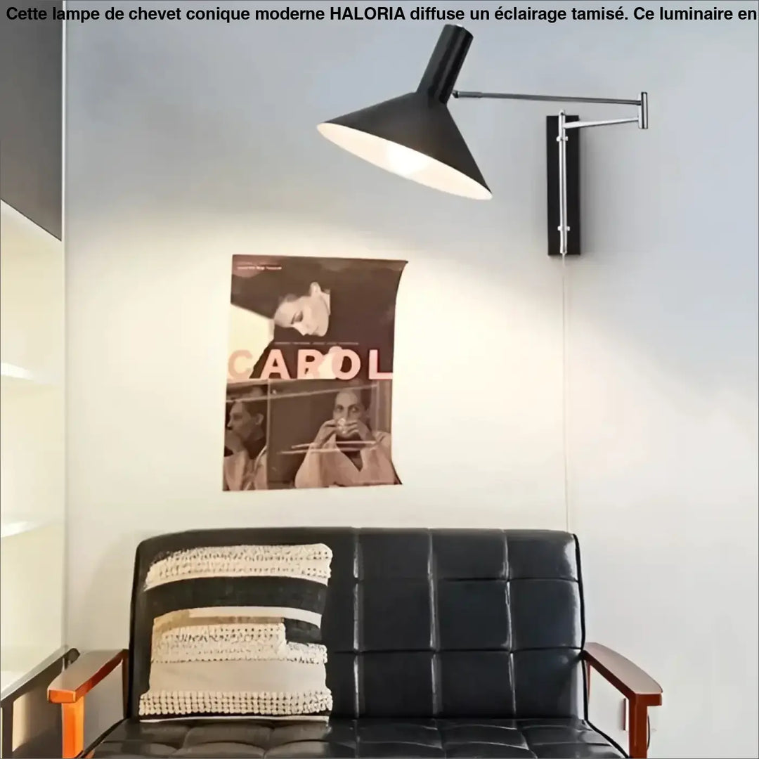 Applique murale design noire avec bras articulé élégant pour un éclairage mural moderne studio