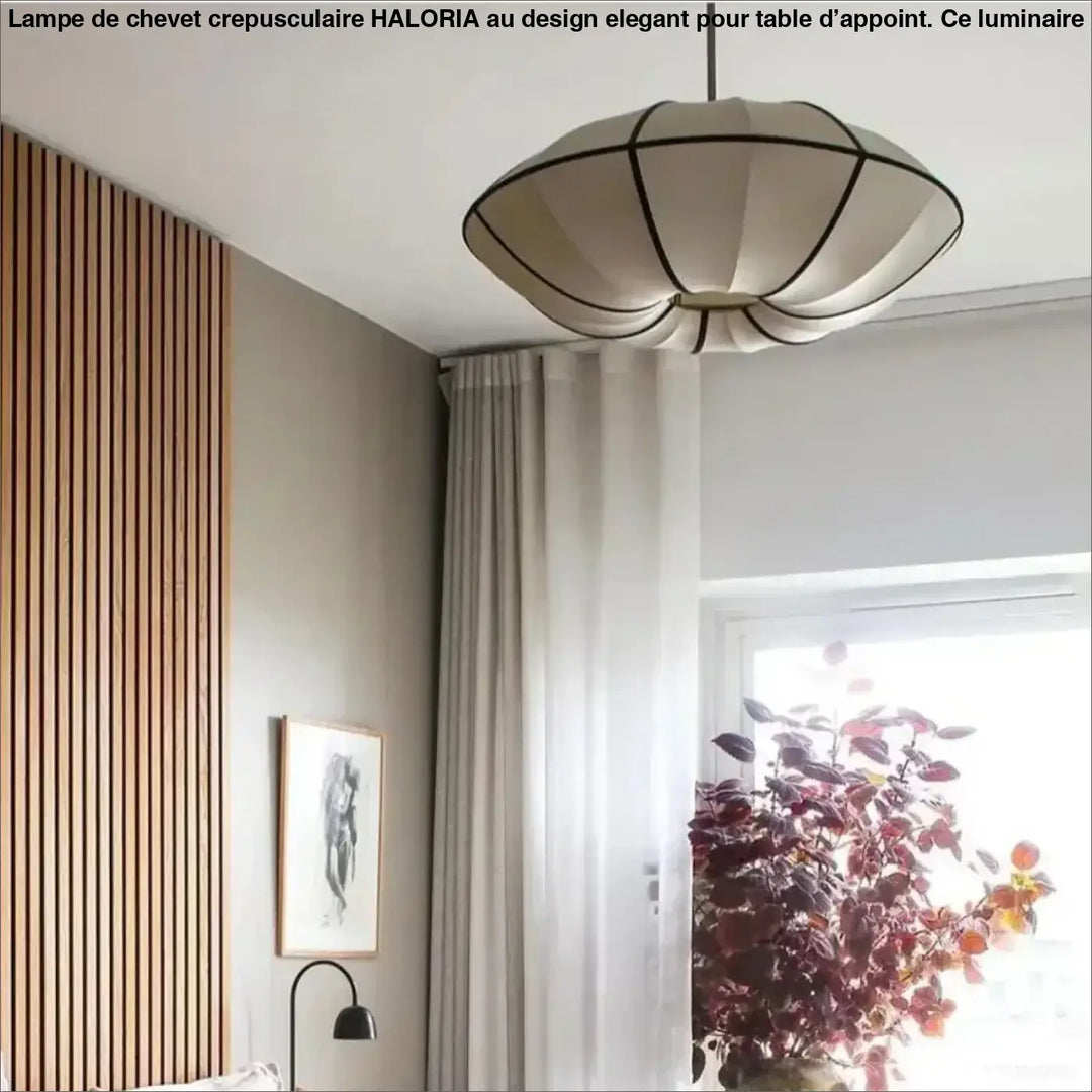 Beige tissu suspension luminaire veluma avec bordure géométrique noire pour un éclairage moderne
