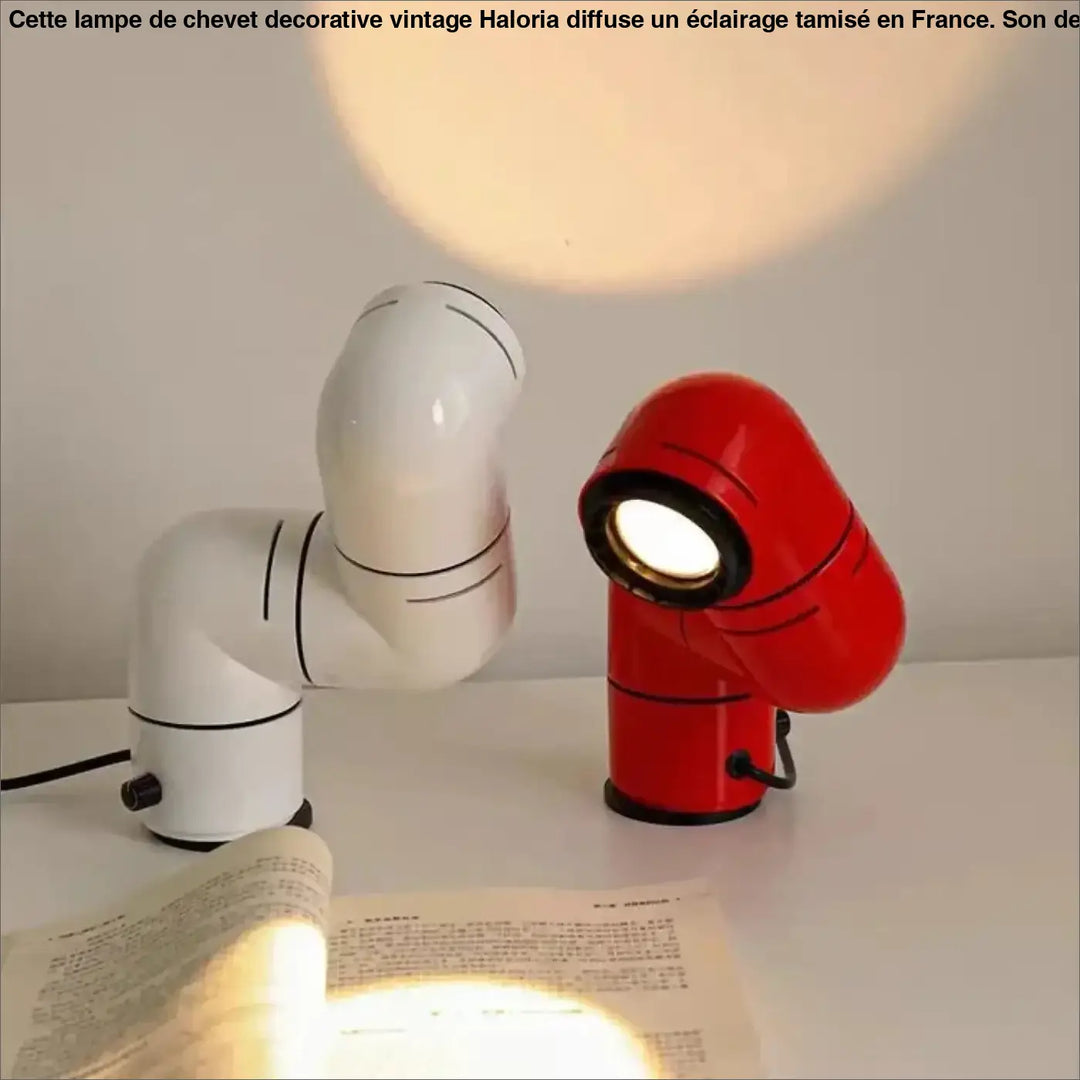 Lampe de chevet alana chevet rétro futuriste en forme de tuyau rouge et blanche avec accents noirs pour décoration intérieure