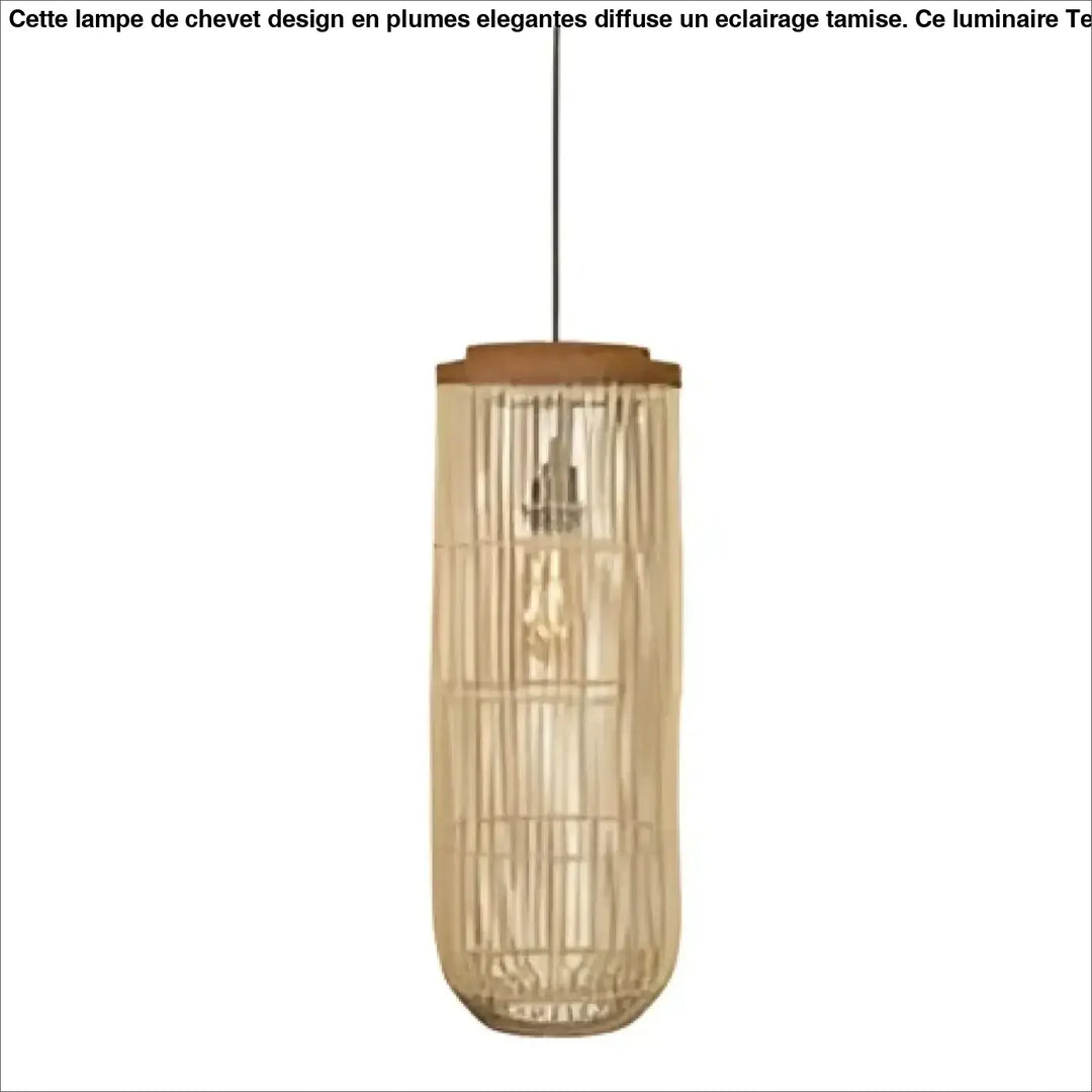 Suspension luminaire nyra cylindrique en bambou naturel avec abat-jour en bois chaud style bohème décoration intérieure