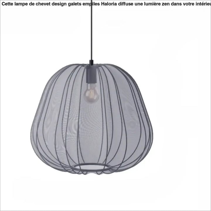 Suspension luminaire orbys en verre soufflé gris à maillage filaire organique avec ampoule filament visible