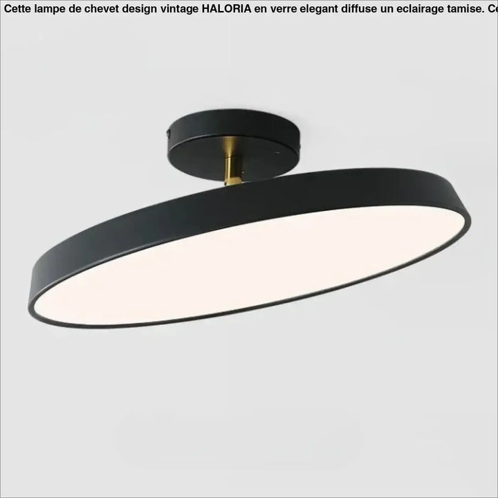 Luminaire plafonnier fisaka design scandinave rond noir mat avec fixation centrale dorée moderne